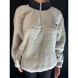 Zyria active cream teddy 1/4 zip fleece pullover size Large